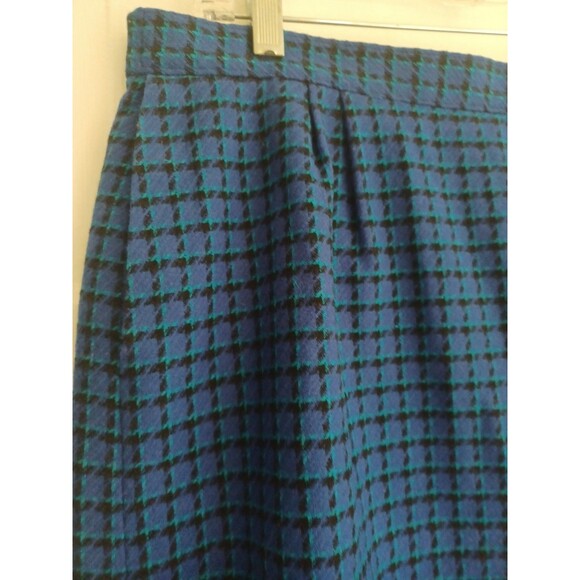 Pendleton vintage classic wool midiskirt 16 blue plaid pockets lined preppy USA - Picture 2 of 10